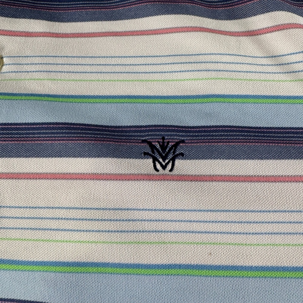 Johnnie-O Polo Shirt Mens XL Striped Blue White Surfer Green Pink Casual Golf - Picture 4 of 9